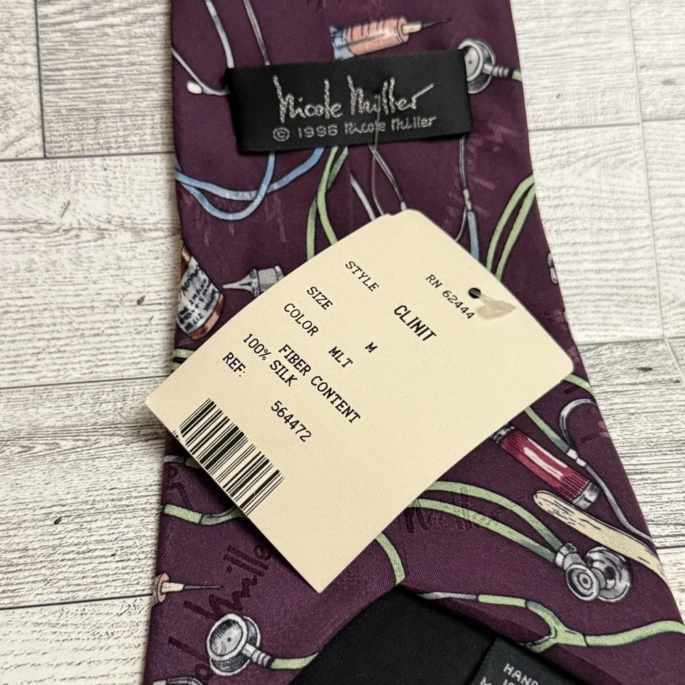 NEW Silk Vintage Nicole Miller‎ 1998 Doctor Medical Healthcare Medicine Neck Tie